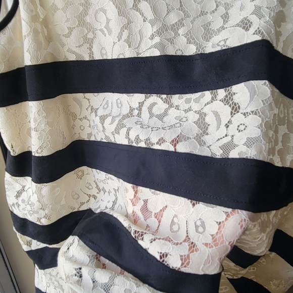 BCBG MAXAZRIA MIDI DRESS OFF WHITE BLACK LACE AUGUSTIN LARGE LACED LINED